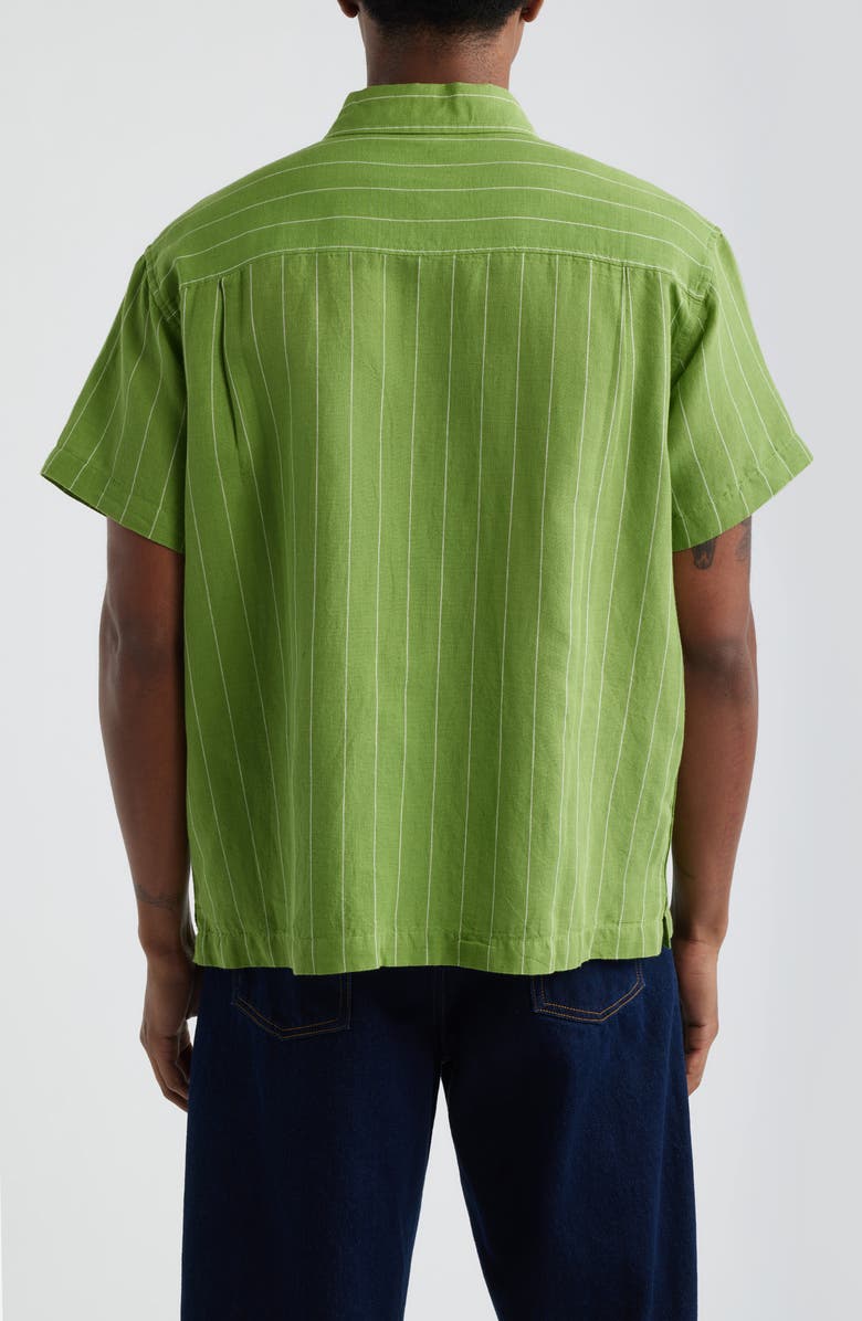 Obey Joe Stripe Short Sleeve Button-Up Shirt, Alternate, color, Piquant Green Multi
