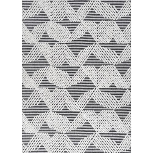 Jonathan Y Jazz High-low Pile Art Deco Geometric Indoor/outdoor Area Rug In Black/ivory