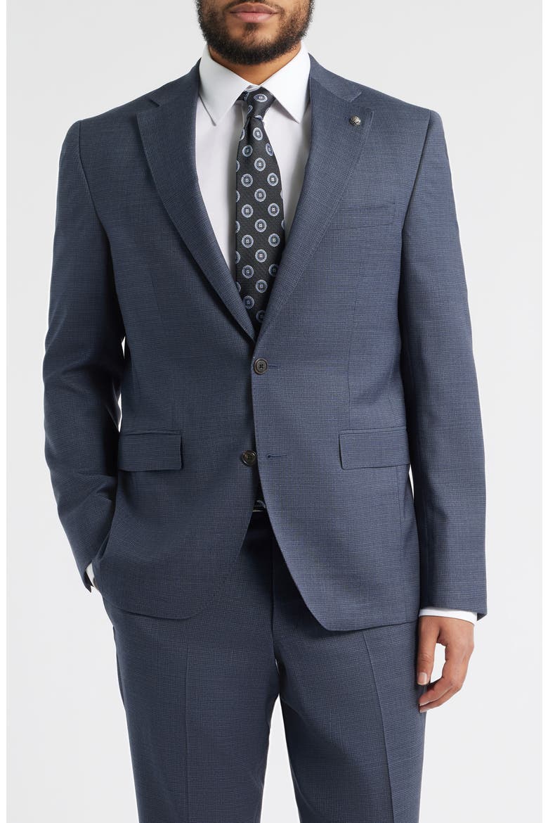 Esprit Navy Microchek Wool Suit, Alternate, color, NAVY