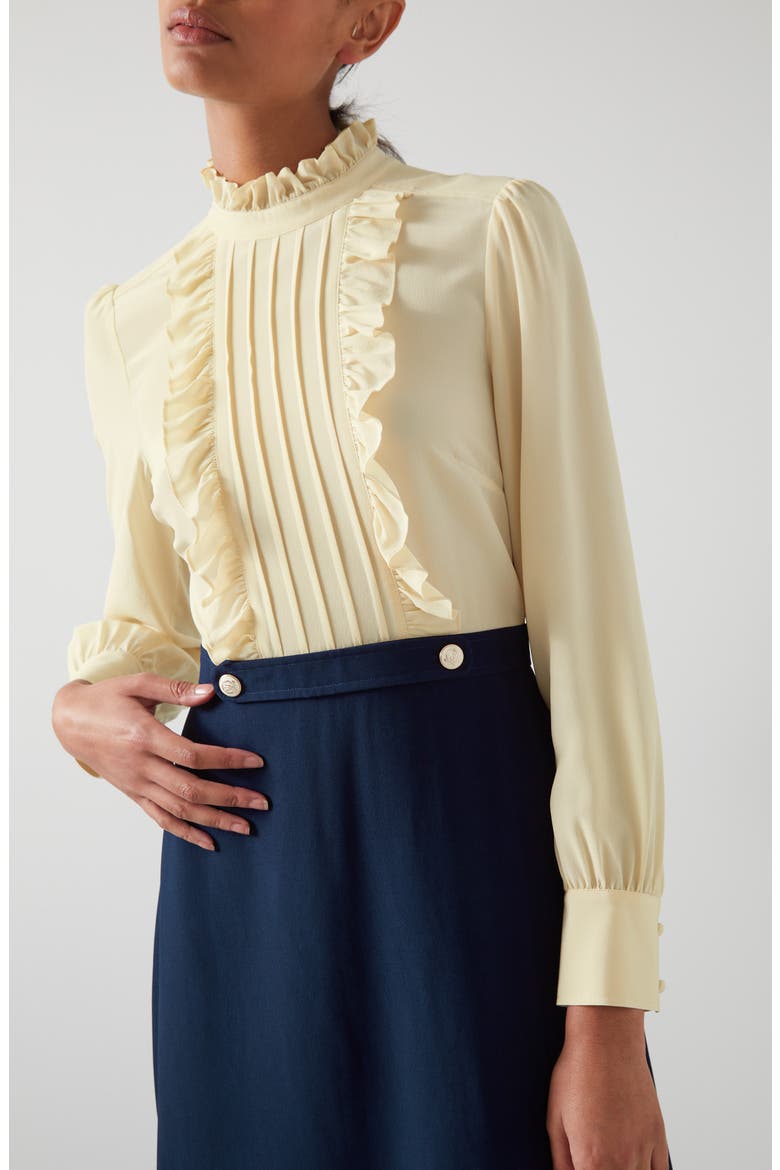 Tish Long Sleeve Crepe Dress, Alternate, color, BLUE/ CREAM