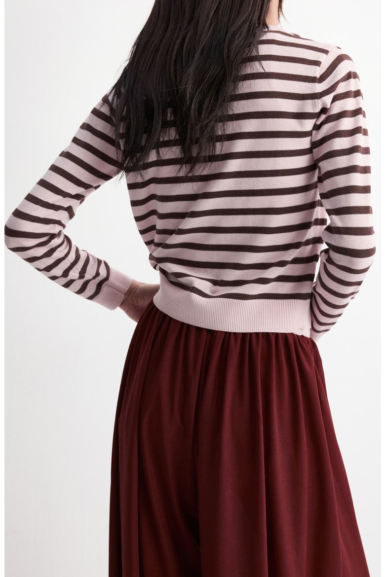 Stripped Knit Cardigan, Alternate, color, PINK