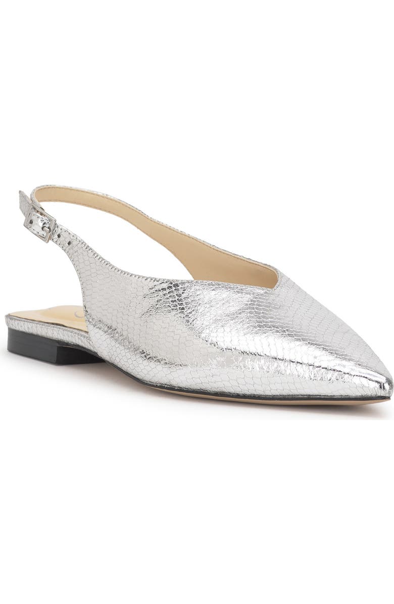 Jessica Simpson Mezzah Slingback Pointed Toe Flat, Main, color, Silver