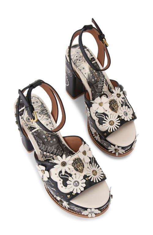 Kurt Geiger London Western Floral Ankle Strap Platform Sandal In Gray