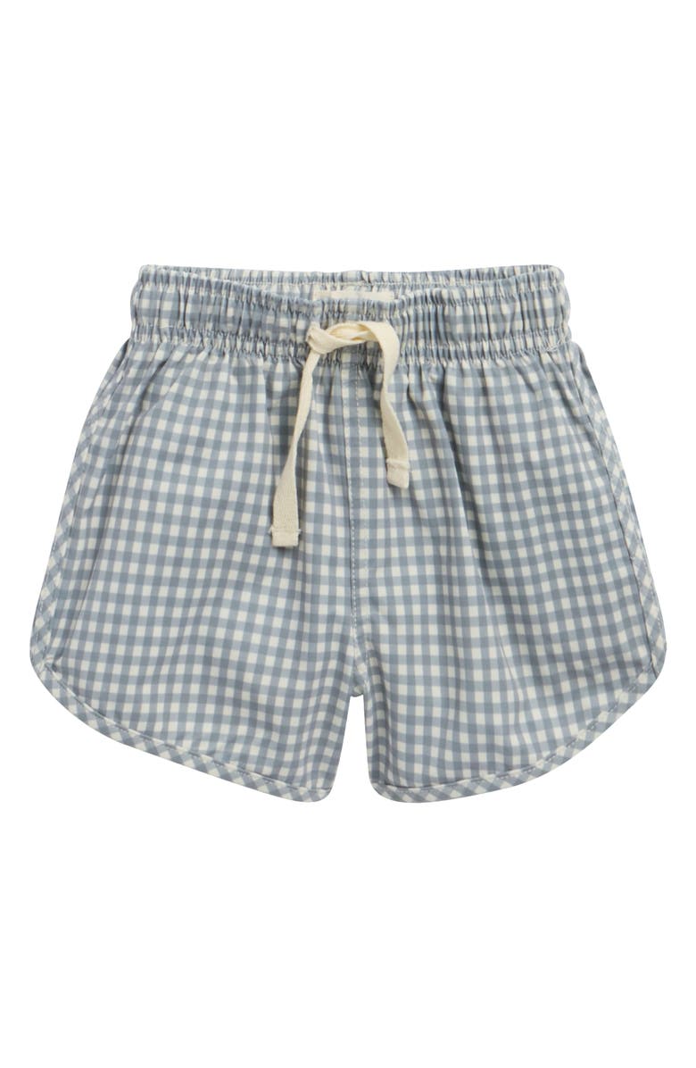 QUINCY MAE Gingham Print UPF 50+ Swim Trunks, Main, color, Ocean