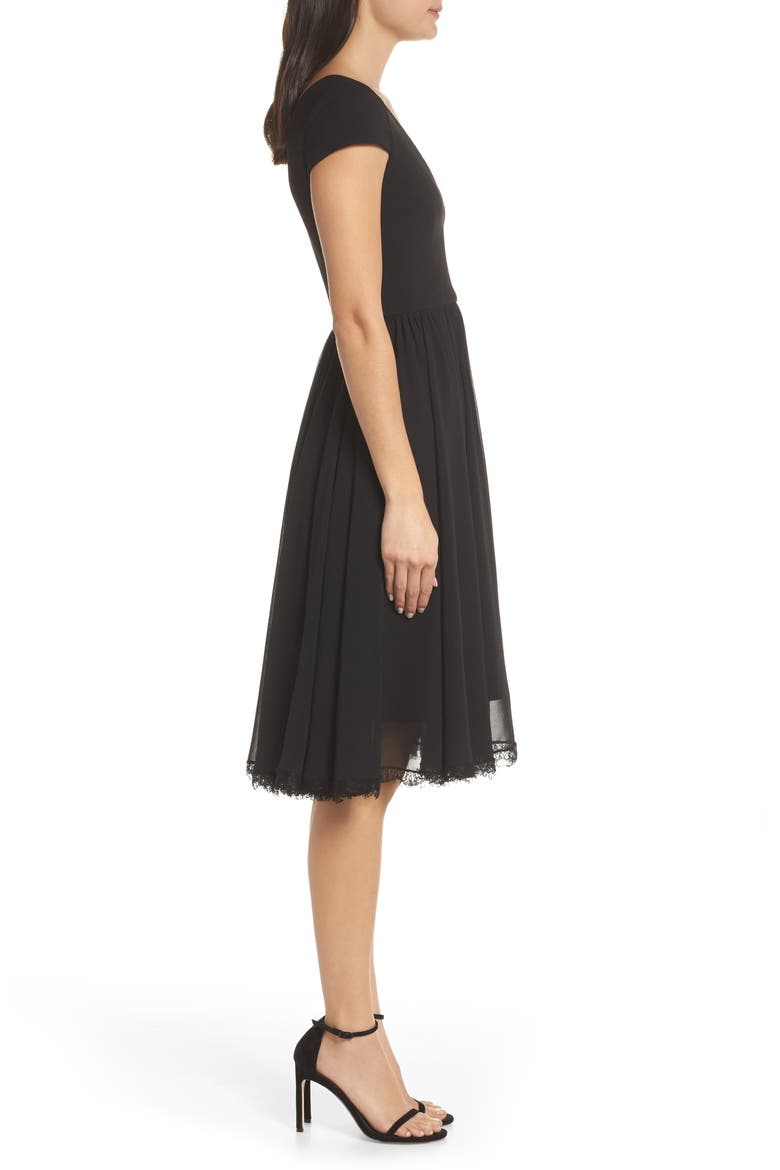 Corey Chiffon Fit & Flare Cocktail Dress, Alternate, color, BLACK