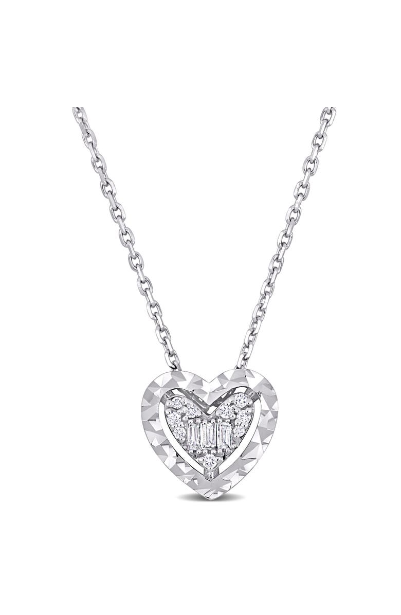 Julianna B. Diamond Accent Heart Necklace 14k White Gold, Main, color, 