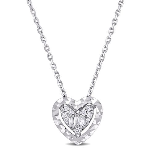 Diamond Accent Heart Necklace 14k White Gold