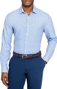W.R.K Slim Fit Light Blue Check Performance Dress Shirt