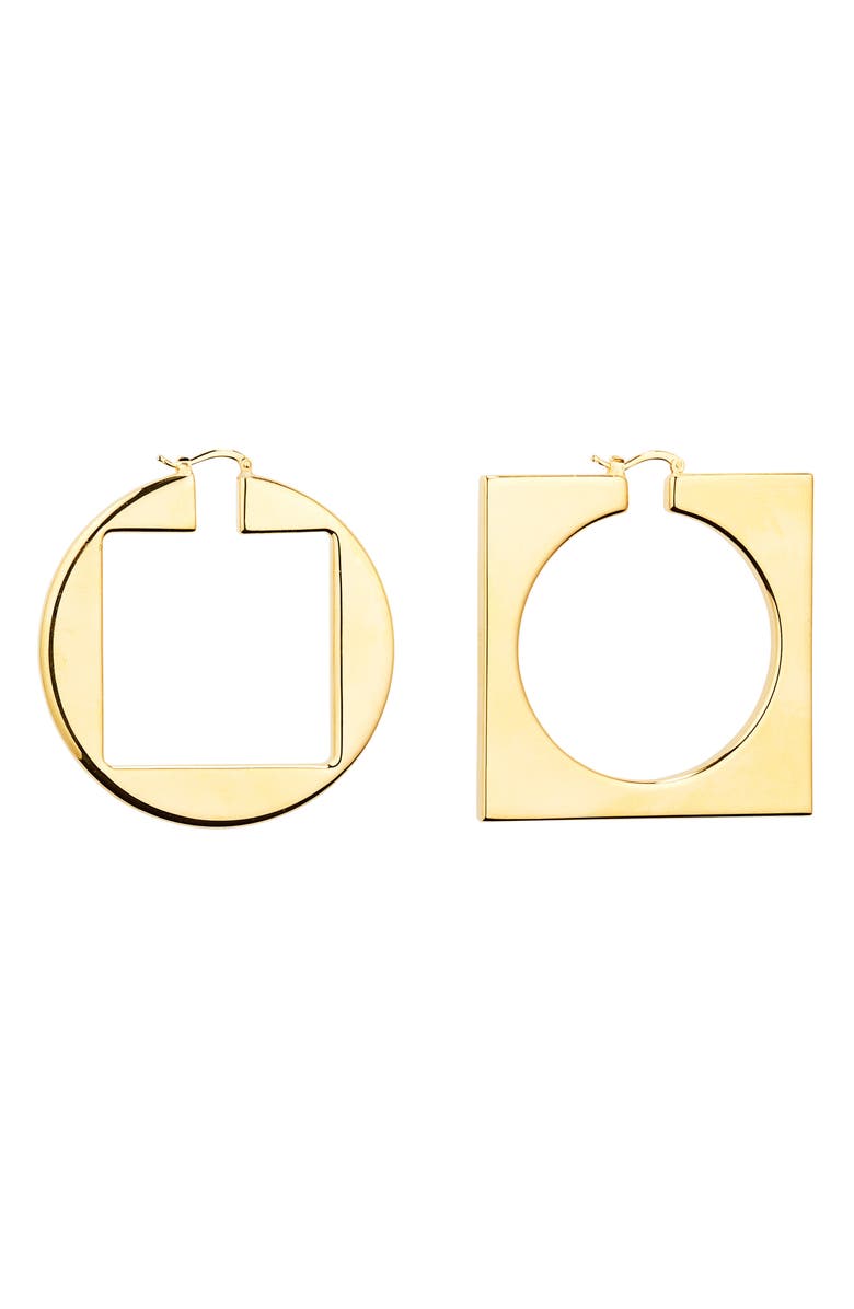 Jacquemus Les Creoles Rond Carré Misamatched Earrings, Alternate, color,