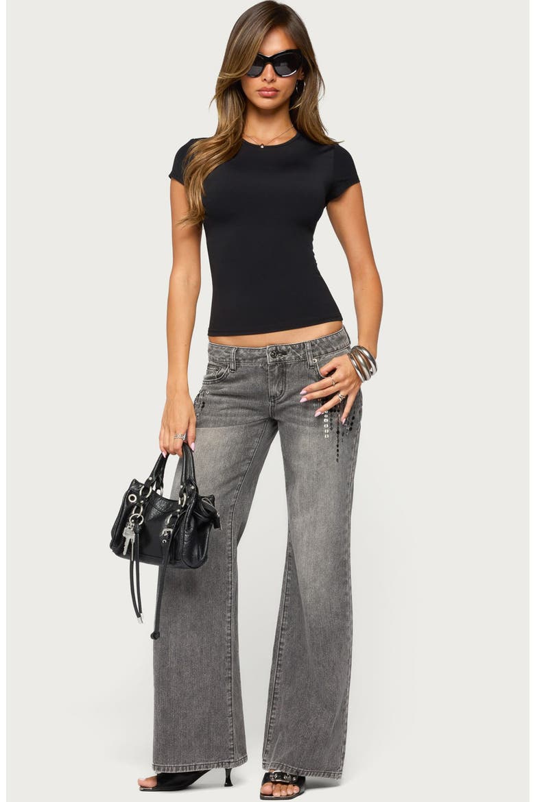 Uliz Sequin Low Rise Bootcut Jeans, Alternate, color, GRAY-WASHED