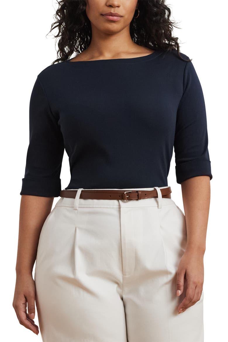 Boat Neck Top, Main, color, LAUREN NAVY