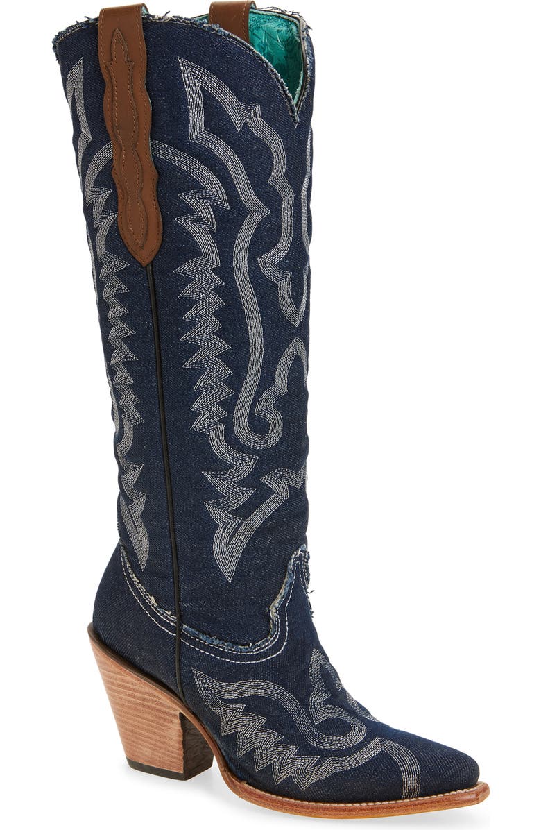 CORRAL Embroidered Denim Western Boot, Main, color,