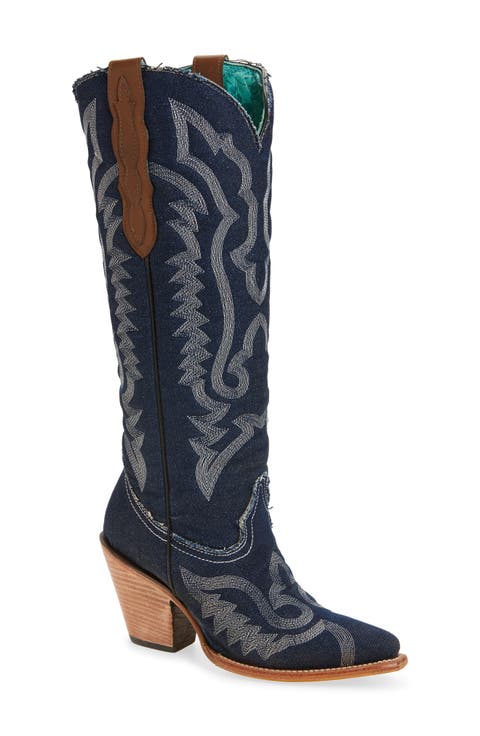 Embroidered Denim Western Boot (Women)