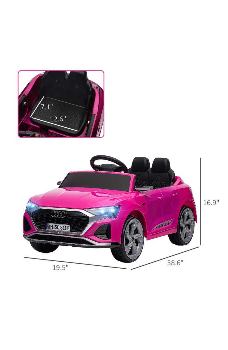 Qaba Audi Q8 e-tron Sportback 12V Kids Ride on Car with Remote, 4 Spring Suspension Wheels, Alternate, color, Pink