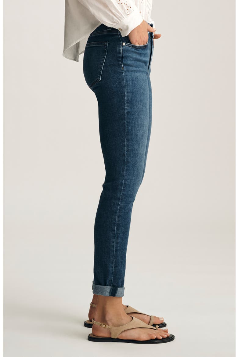 Kathleen Mid Waist Slim Boyfriend Jeans, Alternate, color, DARK BRUSHED FEATHER
