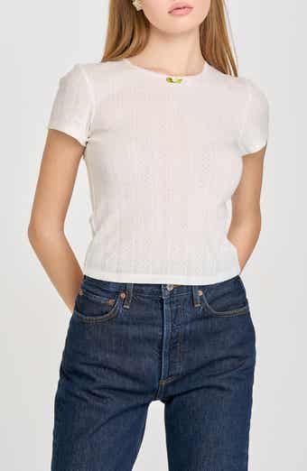 WAYF Anna Pointelle Cotton T-Shirt
