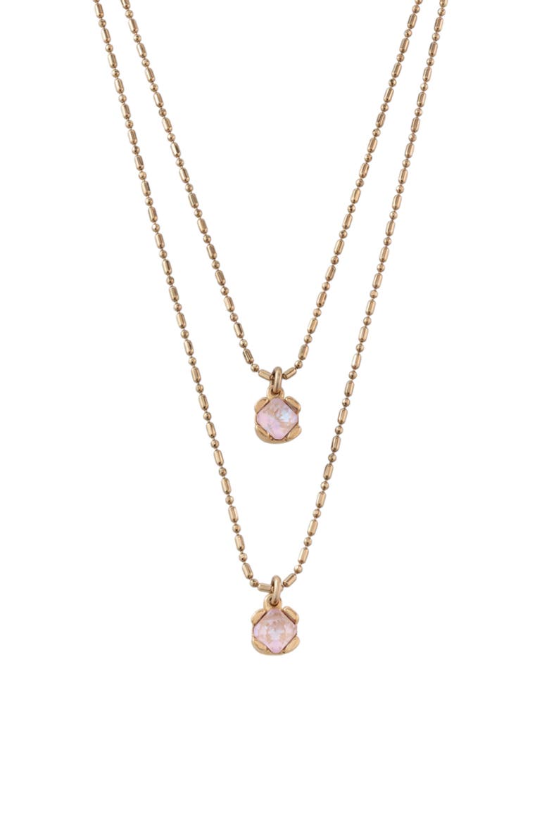 Pink Crystal Pendant, Alternate, color, Gold
