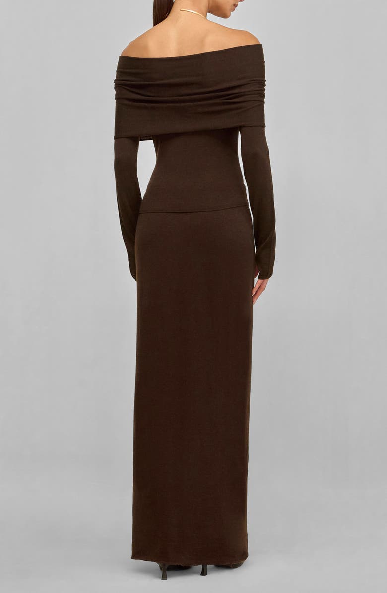 Cult Gaia Andre Off the Shoulder Sweater, Alternate, color, Dark Java