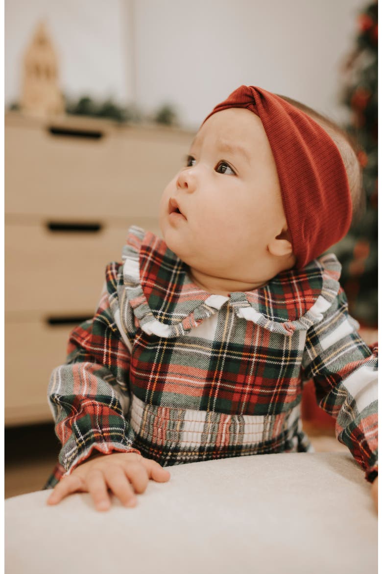 Flannel Dress & Tights Set, Alternate, color, RED