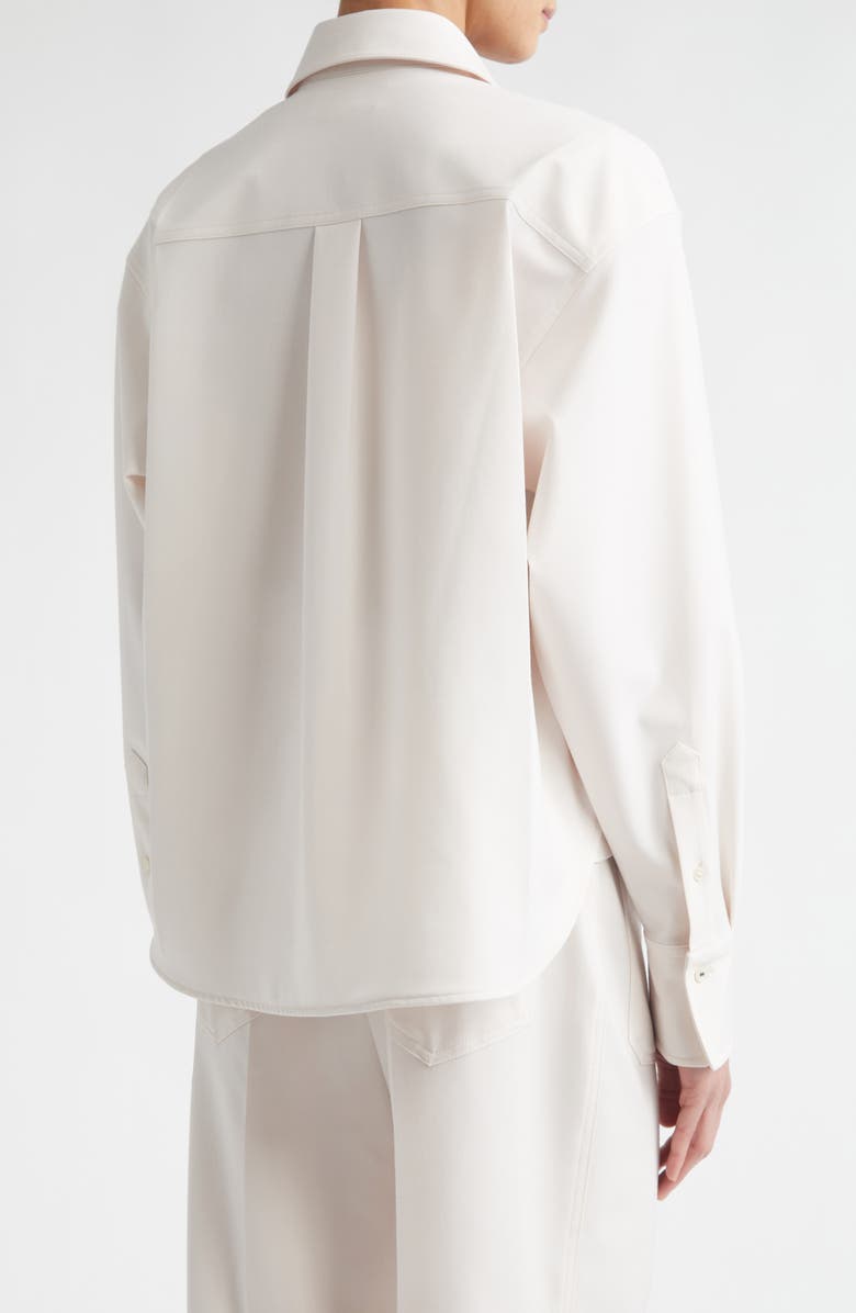 Victoria Beckham Long Sleeve Crop Button-Up Shirt, Alternate, color, Bone