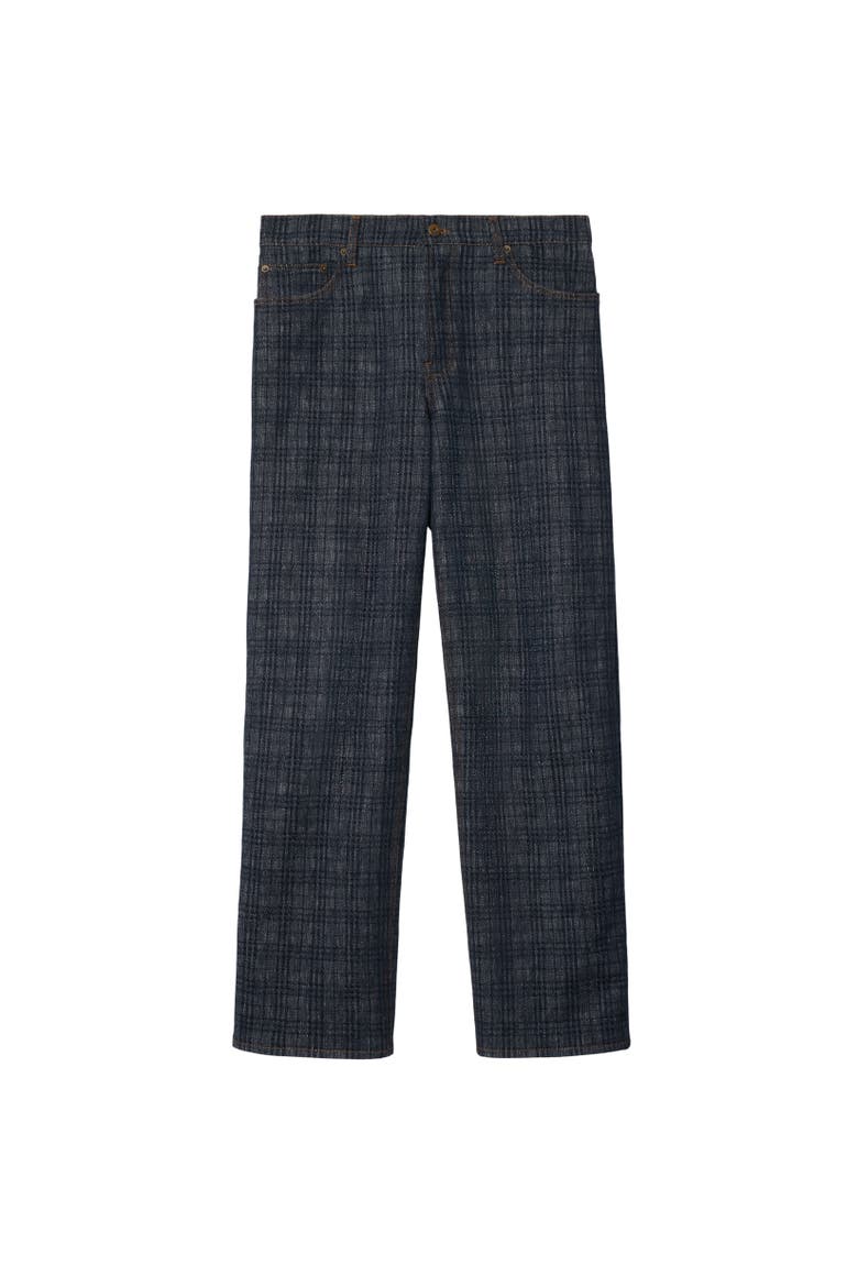 Loose Check Denim Jeans, Alternate, color, Indigo blue