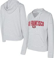 CONCEPTS SPORT Women's Concepts Sport White/Gray San Francisco 49ers Liftoff Striped V-Neck Hoodie