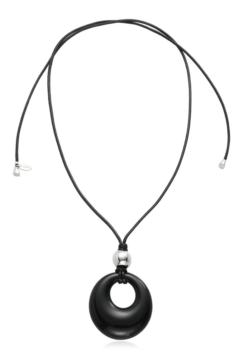 Resin Pendant Cord Necklace, Main, color, BLACK