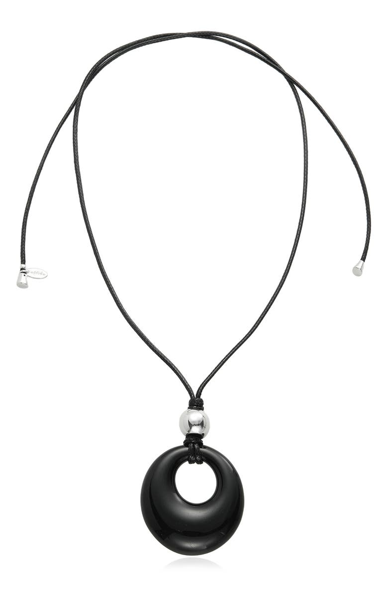 Ettika Resin Pendant Cord Necklace, Main, color, Black