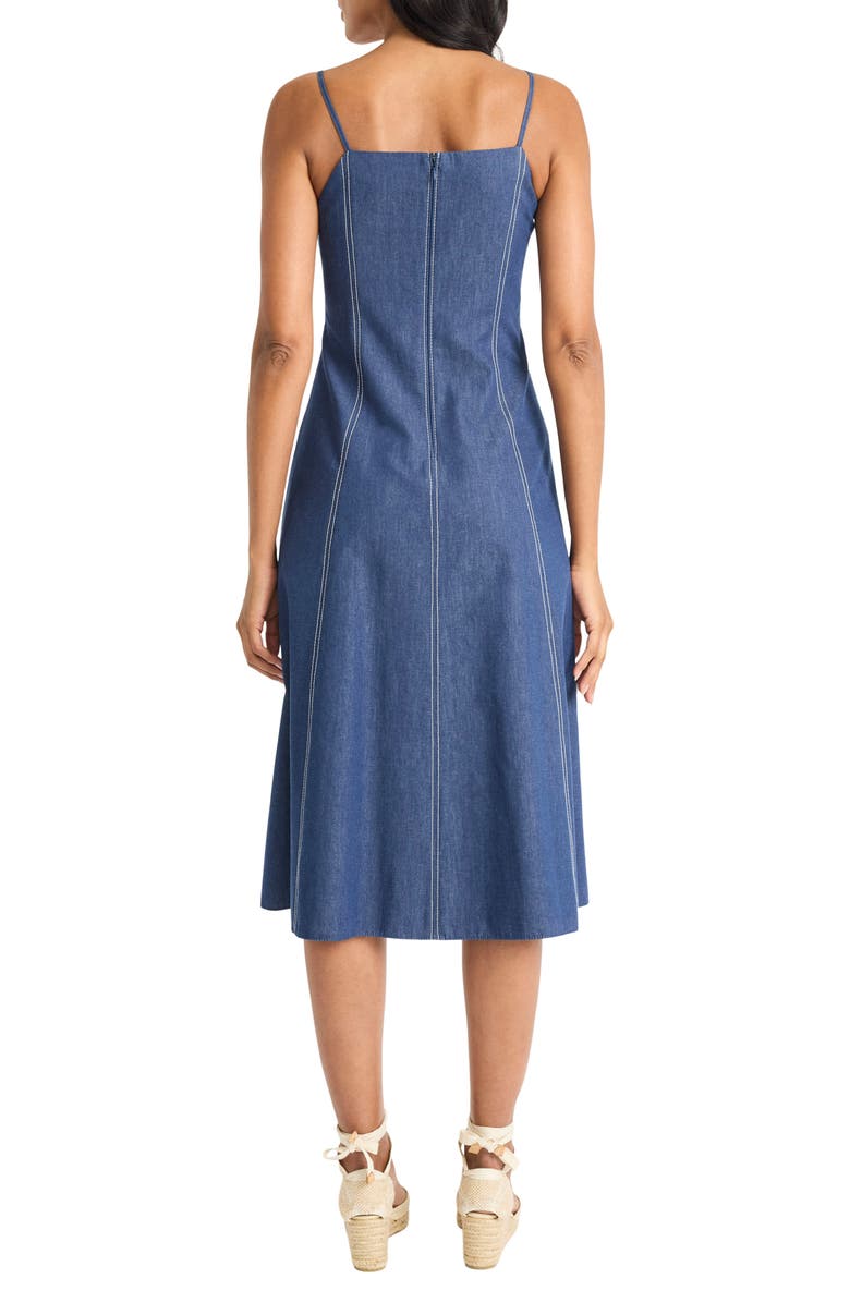Maggy London Seam Detail Fit & Flare Midi Dress, Alternate, color, Denim