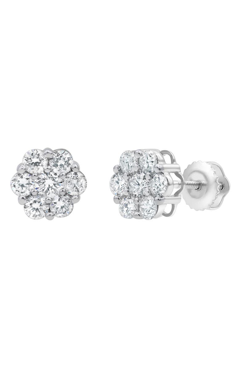 LuvMyJewelry Lab Grown Diamond Cluster Stud Earrings, Alternate, color, 14K White Gold