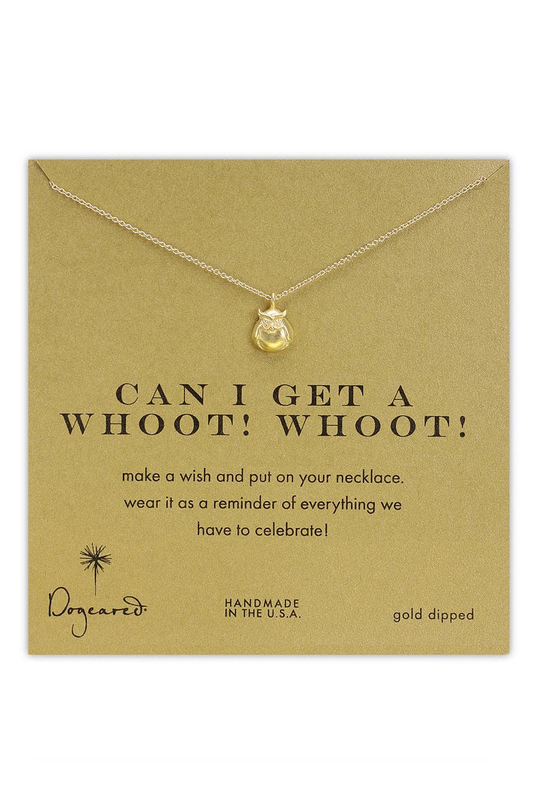 'Whoot Whoot' Owl Pendant Necklace, Main, color, GOLD
