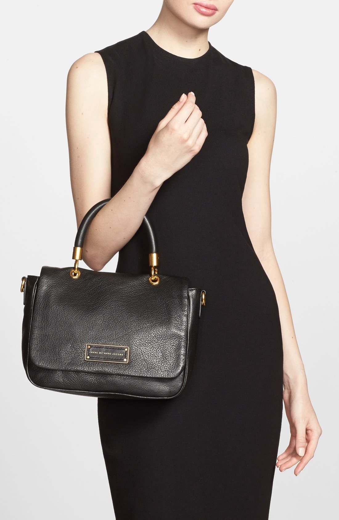 MARC BY MARC JACOBS 'Small Too Hot To Handle' Leather Tote, Alternate, color, BLACK