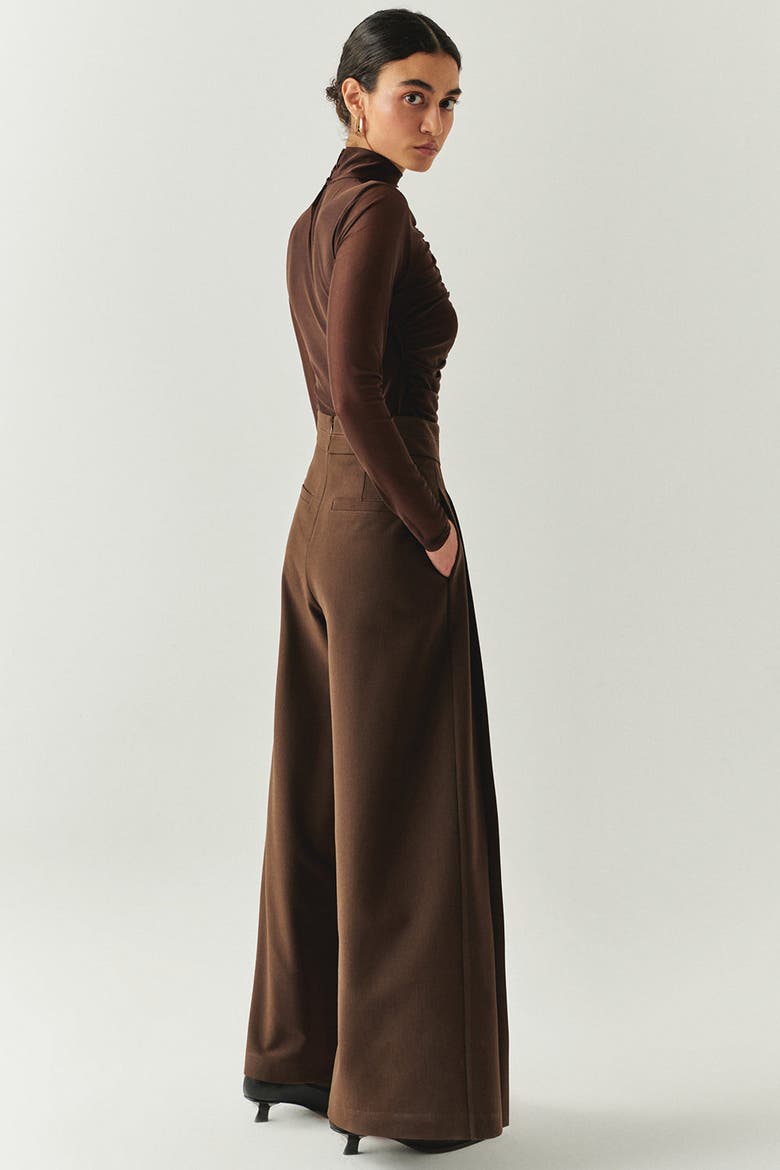 Wide Leg Back Pocketed Pants, Alternate, color, Brown
