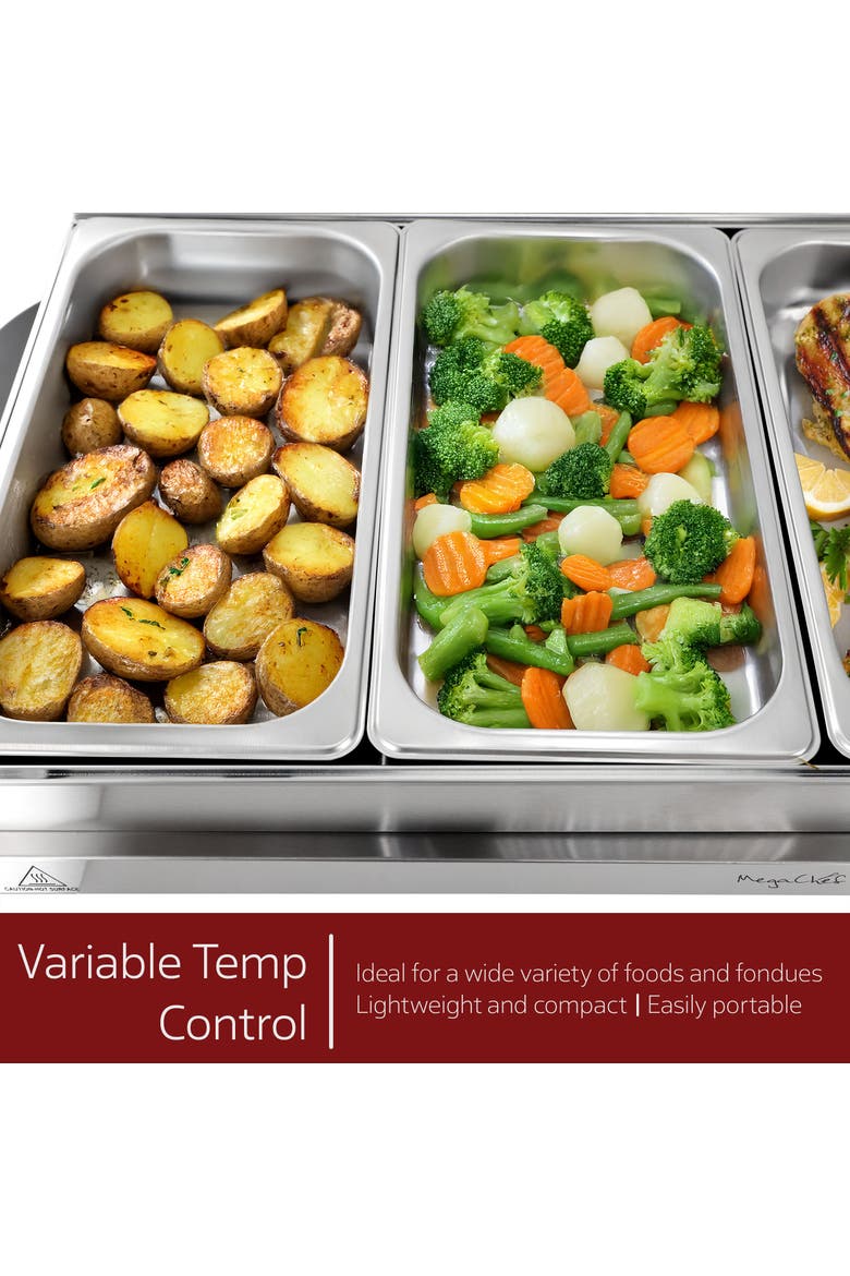5 Section Buffet Server & Food Warmer, Alternate, color, Grey