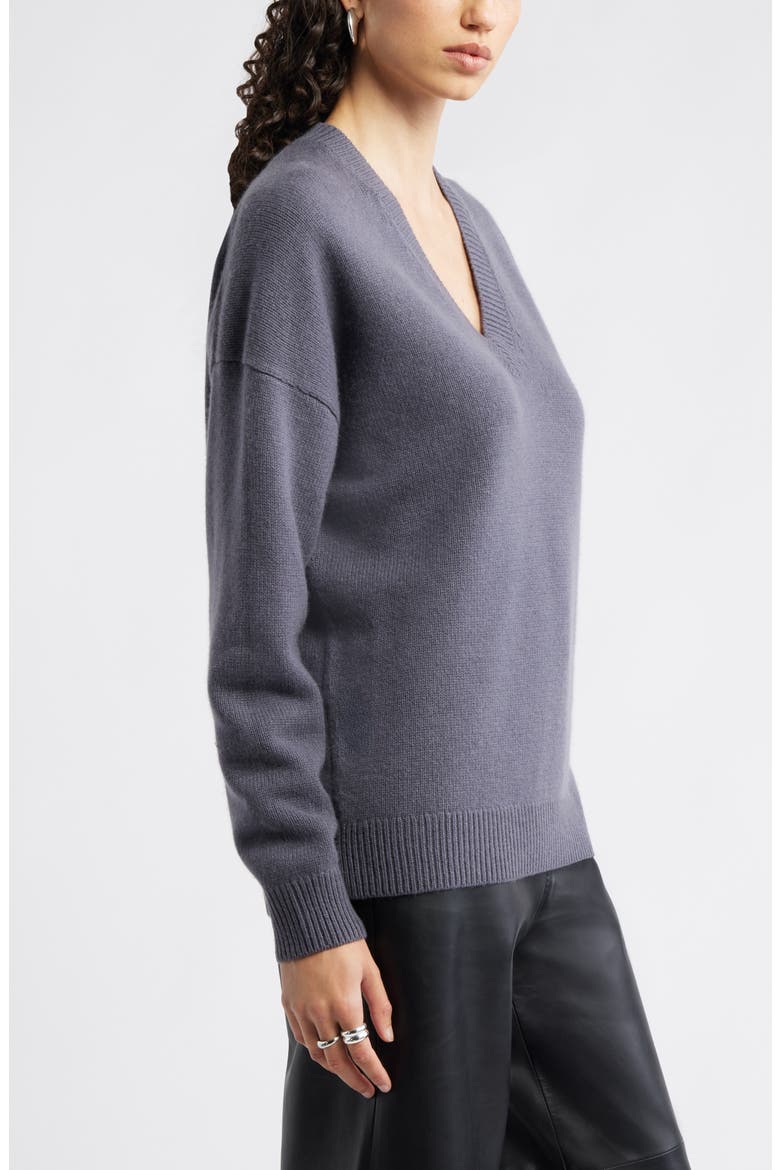 V-Neck Wool & Cashmere Sweater, Alternate, color, GREY AGATE