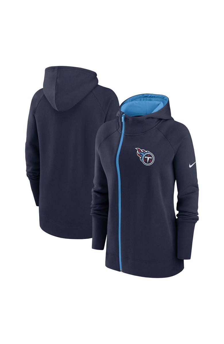 Nike Women's Nike  Navy Tennessee Titans Asymmetrical Raglan Full-Zip Hoodie, Main, color, Navy