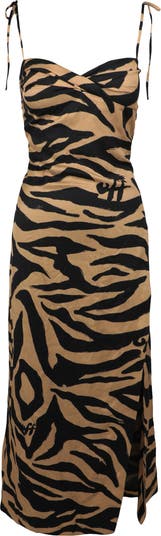 Tie Sleeve Twist Front Slit Midi Dress