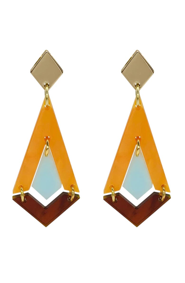 Toolally Art Deco Diamond Drops - Orange Pearl, Island Blue & Tortoiseshell, Main, color, Orange Pearl