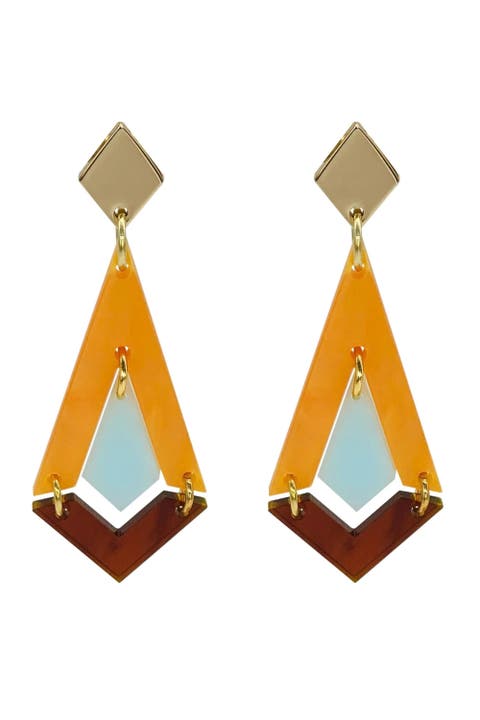 Art Deco Diamond Drops - Orange Pearl, Island Blue & Tortoiseshell