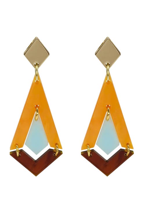 Toolally Art Deco Diamond Drops - Orange Pearl, Island Blue & Tortoiseshell  product
