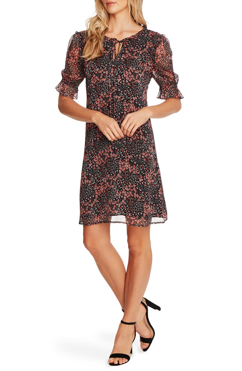 CeCe Ditsy Blossom Puff Sleeve Chiffon Dress, Main, color, 