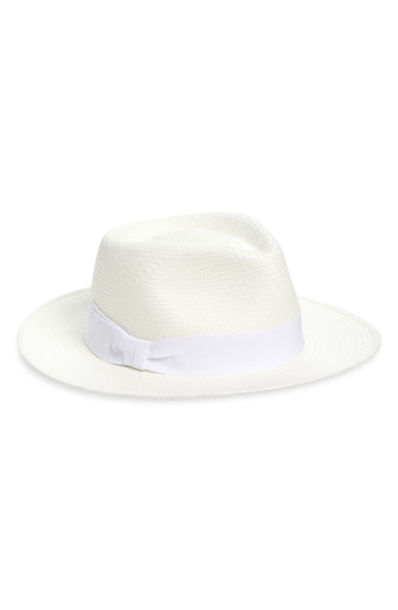 René Mantilla, New York Handwoven Straw Fedora, Main, color, White
