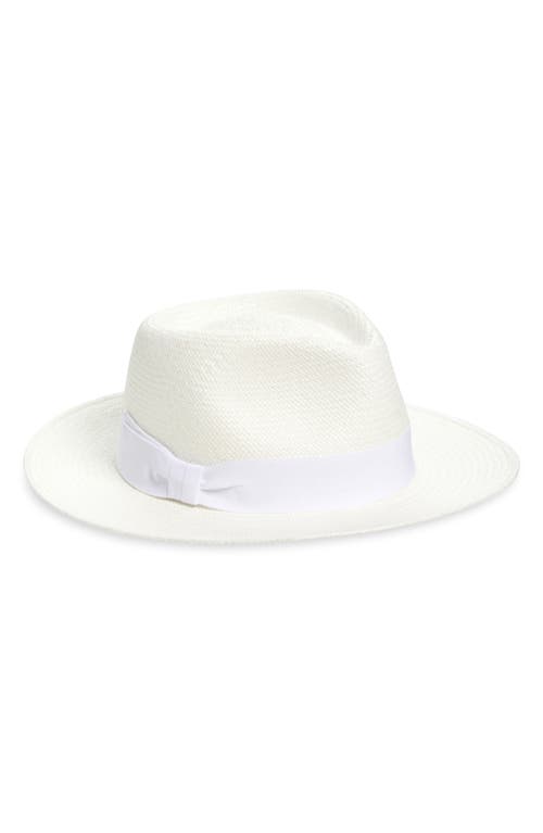 René Mantilla, New York Handwoven Straw Fedora In White