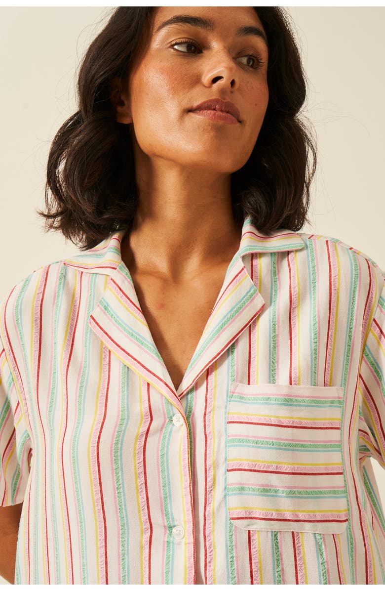 Stripe & Stare Seersucker Short Sleeve PJ Top, Alternate, color,