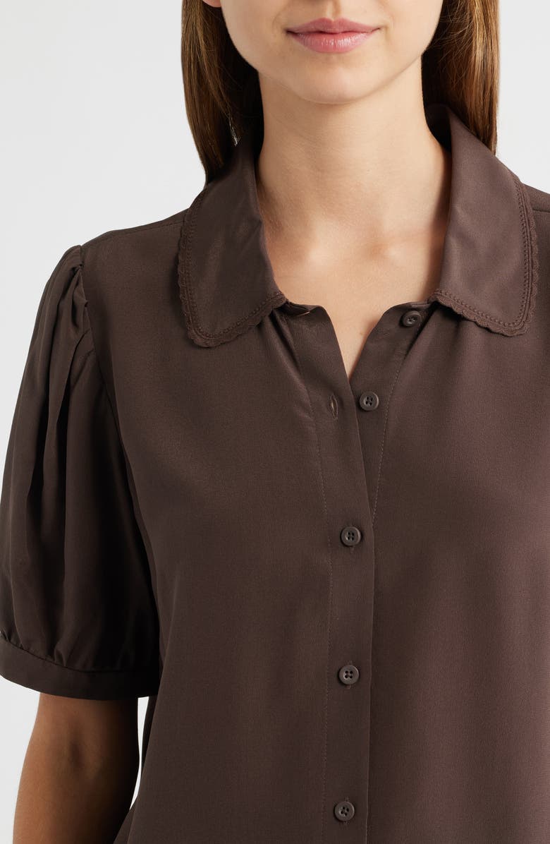 FRAME The Prim Silk Shirt, Alternate, color, Coffee