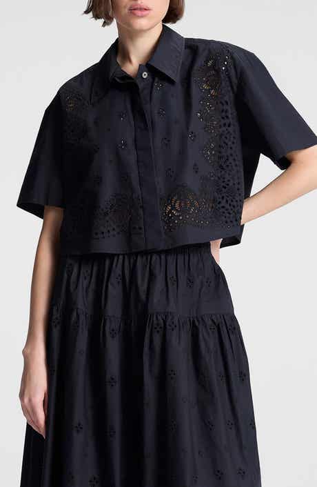 A.L.C. Jade Eyelet Boxy Crop Shirt