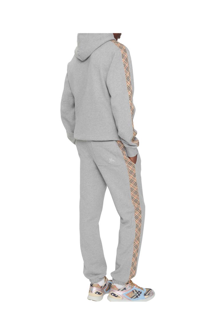 Check Trim Cotton Jogging Pants, Alternate, color, Pale grey melange