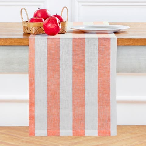 Linen Table Runner for Dining Table, Holiday and Everyday Table Decor - Cabana Stripe