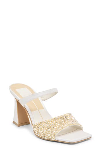 Dolce Vita Nowles Faux Pearl & Rhinestone Sandal In White
