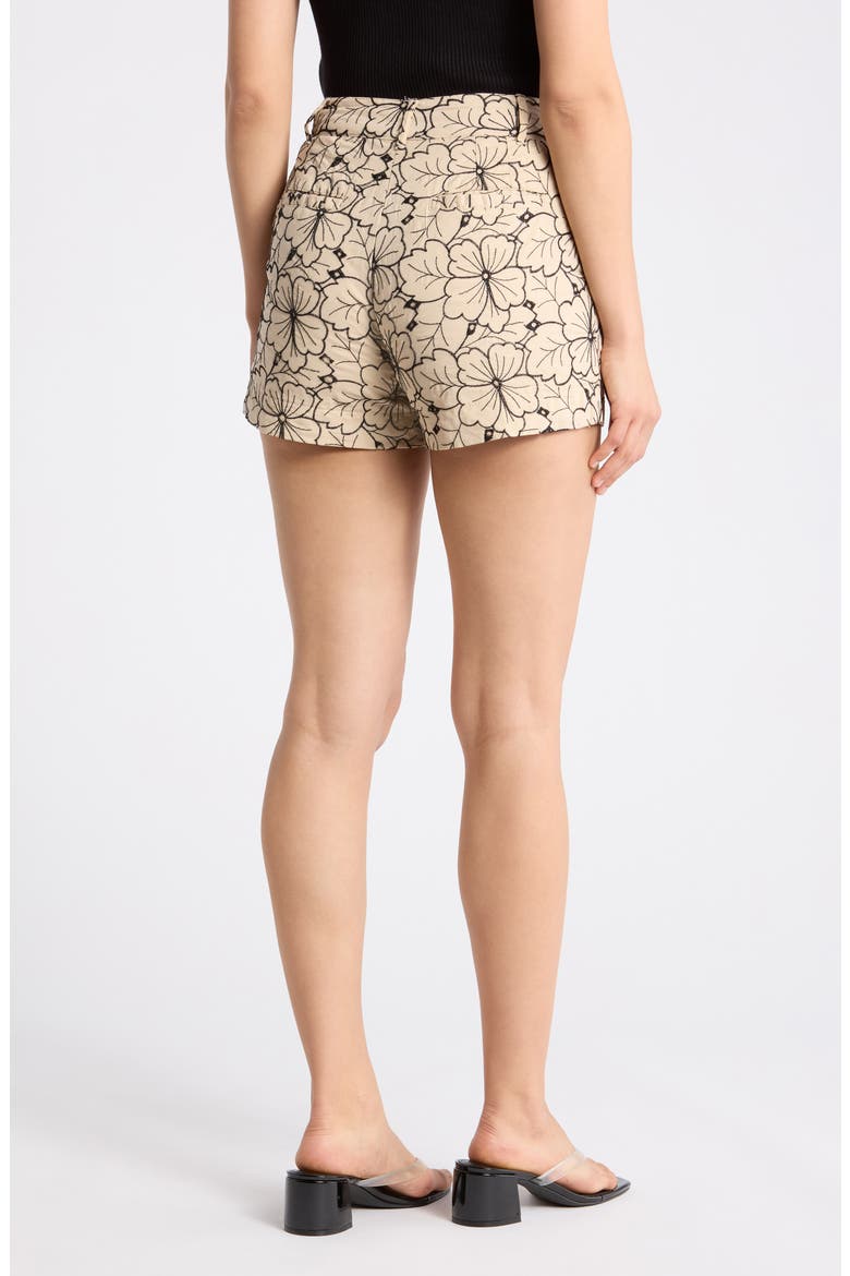 Floral Embroidered Shorts, Alternate, color, TAN / BLACK